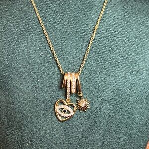 Dainty Gold Evil Eye Pendant Necklace 16-18”
